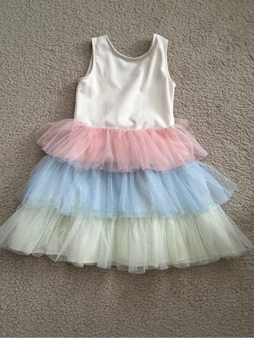 H&M Sparkle Tulle Dress in Pastel Pink, Blue & Cream